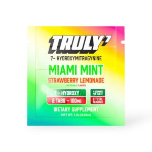 truly7 7 hydroxymitragynine chewable tablet 50mg party pack miami mint strawberry lemonade 2ct 70751