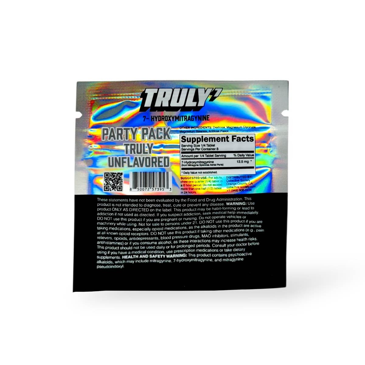 Truly7 7 Hydroxymitragynine Chewable Tablets Truly Unflavored 50mg Per Tablet 2ct Back 84549