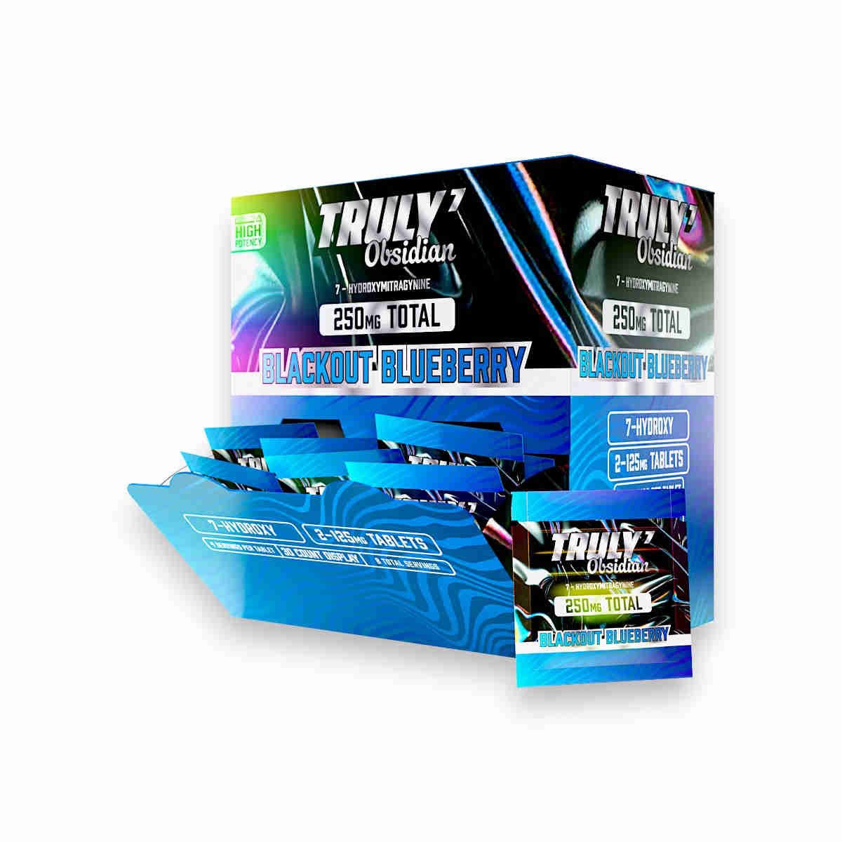 Truly7 Obsidian 7 Hydroxymitragynine Tablets Blackout Blueberry 125mg 2ct Box 25717
