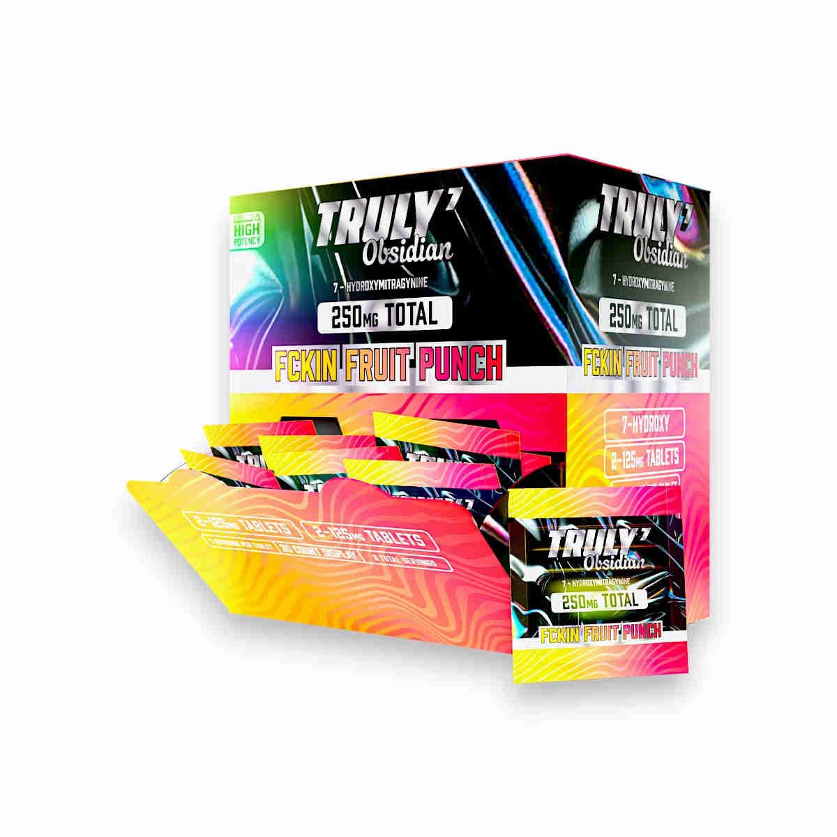 truly7 obsidian 7 hydroxymitragynine tablets fckin fruit punch 125mg 2ct box 32030